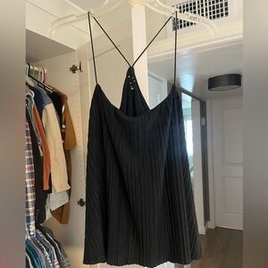 Black Pleated Strappy Tank